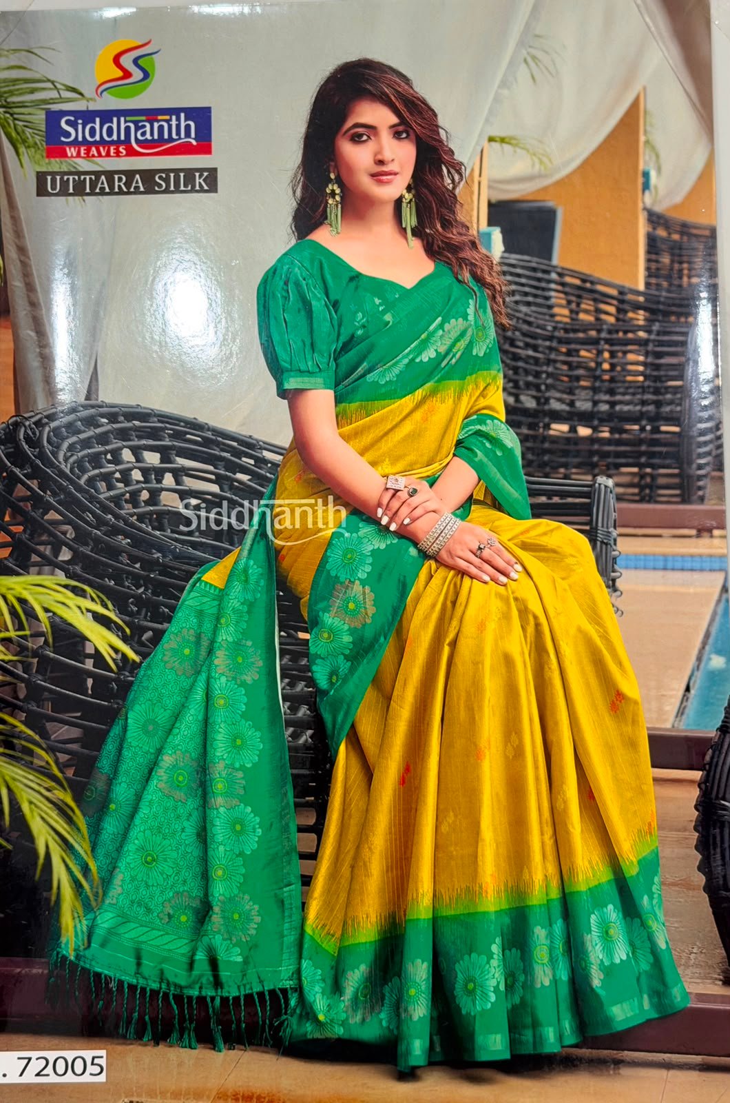 Emerald Yellow Printed Cotton Saree